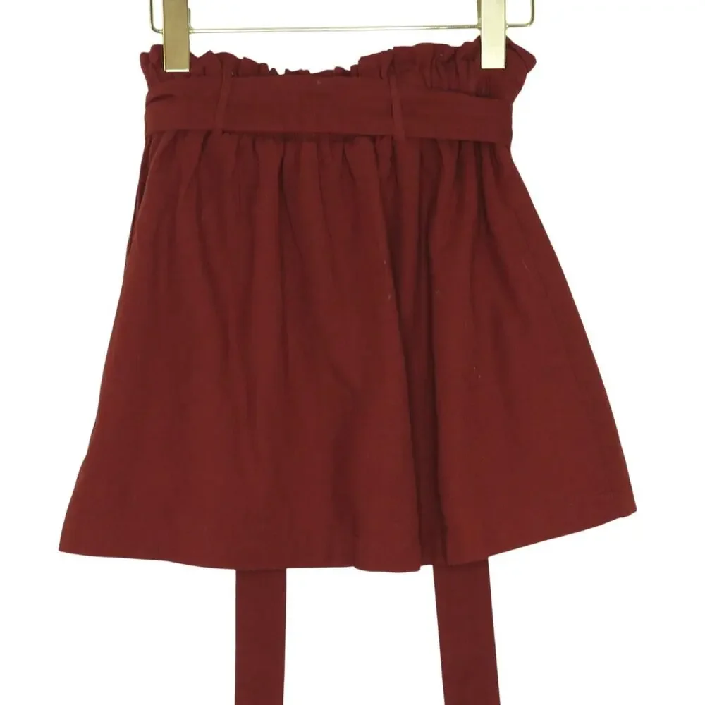 American Eagle Red Button Down High Rise Paperbag Tie Skirt Extra Small